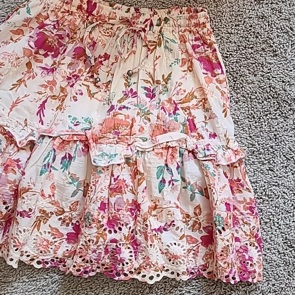 Cotton Watercolor Floral Flutter Mini Skirt - Picture 7 of 14